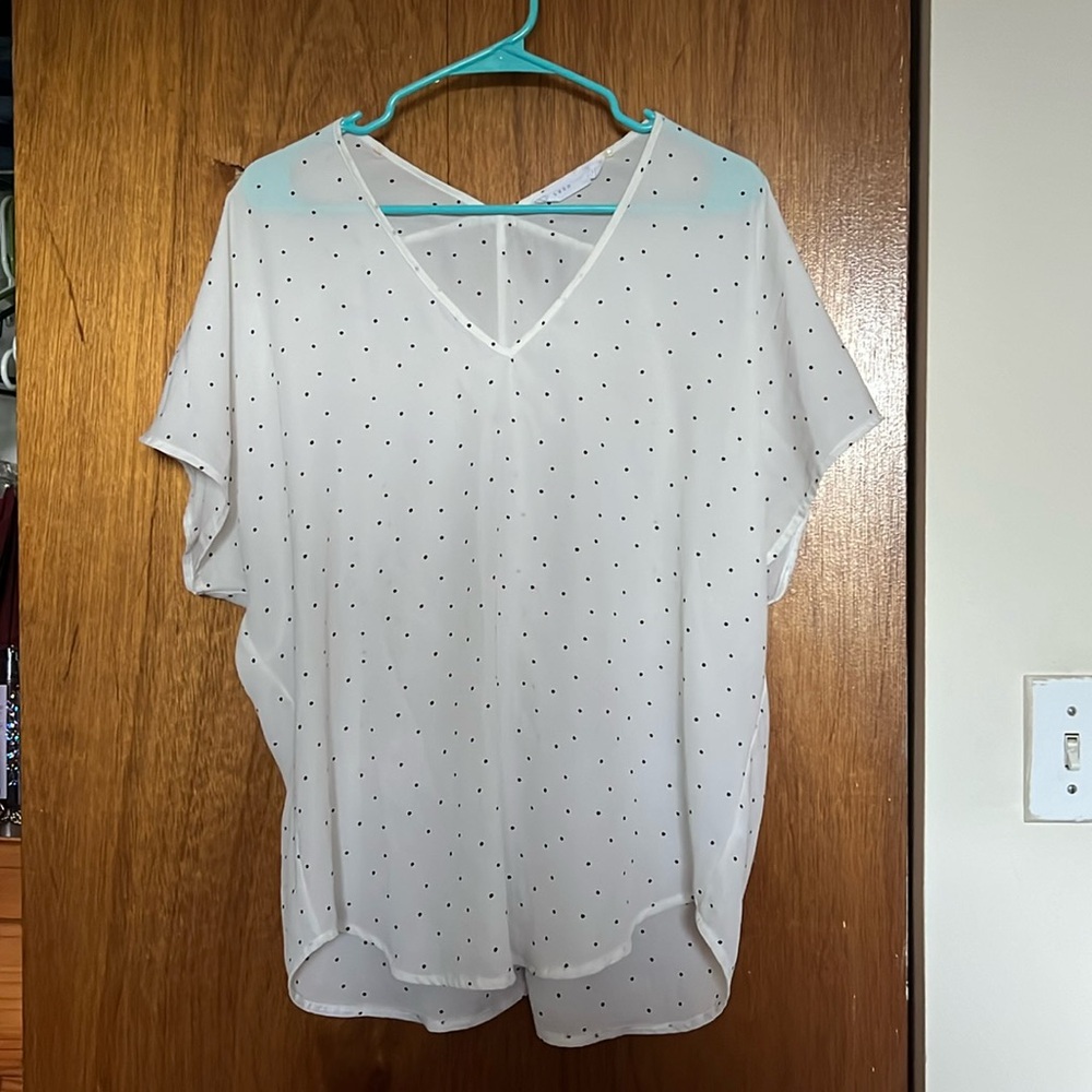 White Polkadot Chiffon Blouse